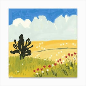 Cactus And Flowers Canvas Print