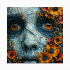 Woman With Flowers On Her Face 1 Canvas Print