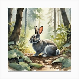 Rabbit In The Woods 70 Canvas Print