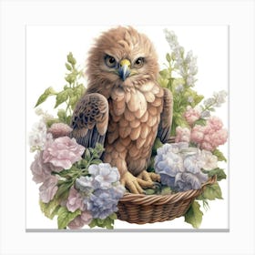 Owl In A Basket Canvas Print