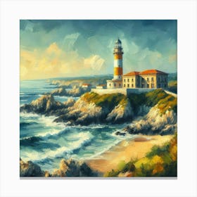 Lighthouse By The Sea 3 Canvas Print