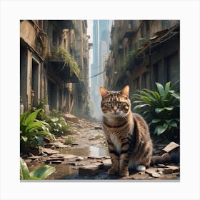 Cat In The City 1 Canvas Print