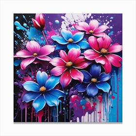 Flowers With Splatters Canvas Print