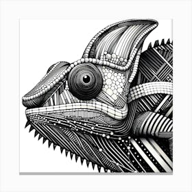 Chameleon Head - Abstract Line Art Illustration 24 Canvas Print