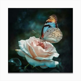 Butterfly On A Rose Canvas Print