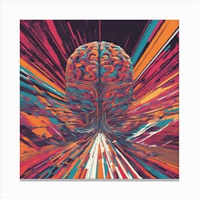 Brain Is Walking Down A Long Path, In The Style Of Bold And Colorful Graphic Design, David , Rainbow (3) Canvas Print