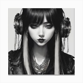 Girl With Headphones Canvas Print