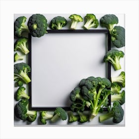 Frame Of Broccoli On White Background Canvas Print