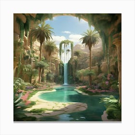 Waterfall In The Jungle Art print Canvas Print