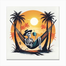 Skeleton In Hammock Canvas Print