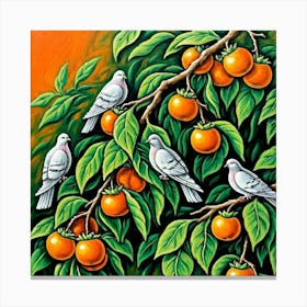 Doves On An Orange Tree Canvas Print