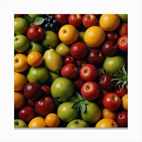 Variety Of Fruits On A Black Background Canvas Print