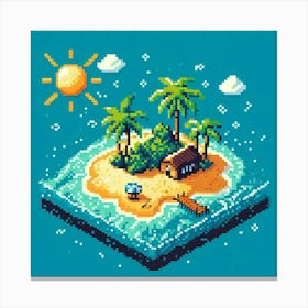 8-bit tropical island 1 Canvas Print