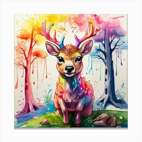 Deer Watercolor Painting 6 Canvas Print