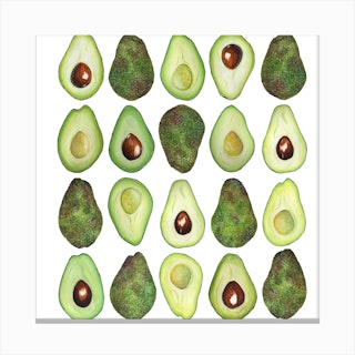 Repeat Pattern Avocado Square Canvas Print