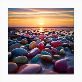 Pebbles At Sunset Canvas Print