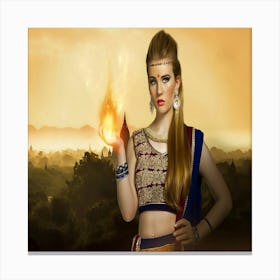 Indian Woman Holding Fire 1 Canvas Print