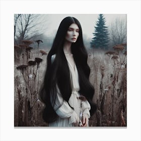 Woman In A Field Canvas Print