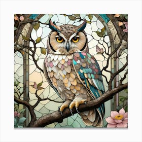 Owl In A Stained Glass Window Canvas Print