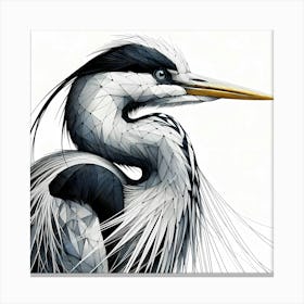 Crane Head Portrait Drawing - Wild Bird Artwork 164 Canvas Print