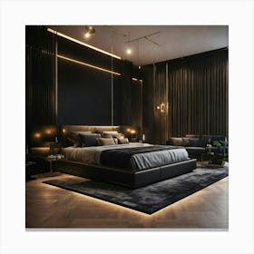 A High End Luxury Bedroom With Black Décor (3) Canvas Print