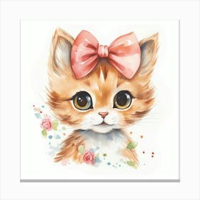 Cute Kitten Watercolor Painting 2 Canvas Print