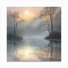Mist morning over a pond Canvas Print
