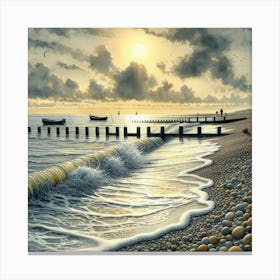 Pier At Sunset Canvas Print