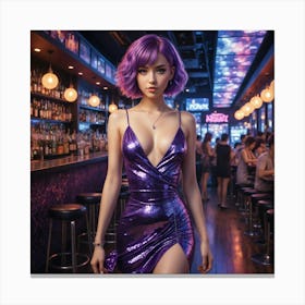 Sexy Girl In Purple Dress 4 Canvas Print