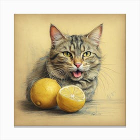 Cat With Lemons Canvas Print