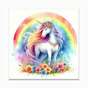 Unicorn In The Rainbow Canvas Print