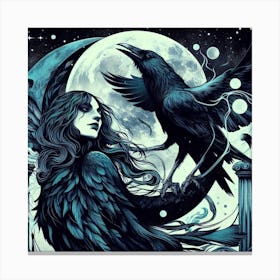 Crow And Maiden 2 Canvas Print