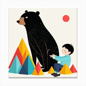 Boy And A Bear 5 Canvas Print