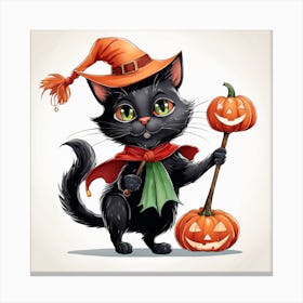 Cute Cat Halloween Pumpkin (53) Canvas Print