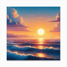 Sunset Over The Ocean 4 Canvas Print