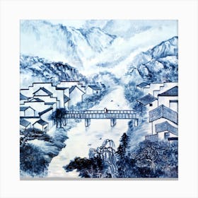 Chinese Blue And White Painting Canvas Print