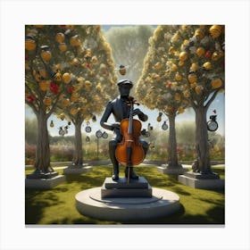 Statue Of A Cellist Canvas Print