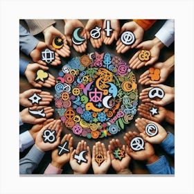 Religious Symbols In A Circle 1 Canvas Print