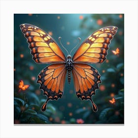 A Surreal Butterfly With Wings Of Fractal, Shimmering Patterns Fluttering Through A Cosmic Garden Canvas Print