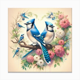 Blue Jays In Love Canvas Print
