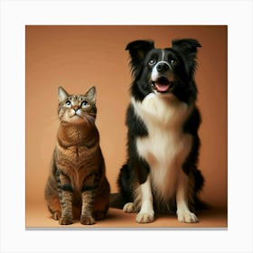 Portrait Of A Dog And Cat 3 Canvas Print