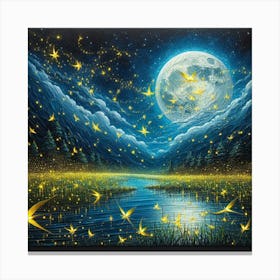 Night Sky With Fireflies Canvas Print