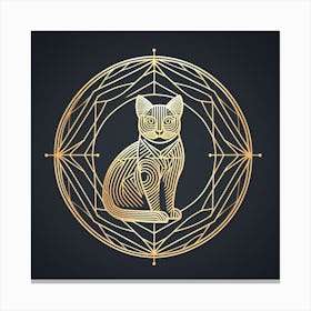 Golden Cat On A Black Background Canvas Print