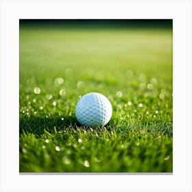 Golf Ball Positioned Center Frame On A Lush Green Fairway Morning Dew Clinging To The Textured Surf (4) Leinwandbild