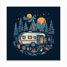 Camper In The Woods 1 Canvas Print