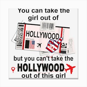 Flight Ticket Hollywood Girl From Hollywood Boarding Pass Canvas Print