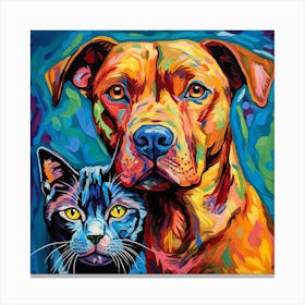 Dog And Cat Painting 6 Canvas Print