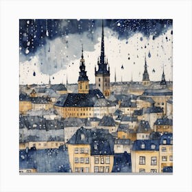 Rainy Day In Stockholm Canvas Print
