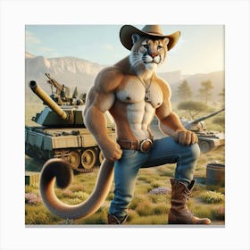Tiger In A Cowboy Hat Canvas Print