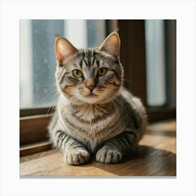 Cat Sitting In Front Of Window Canvas Print